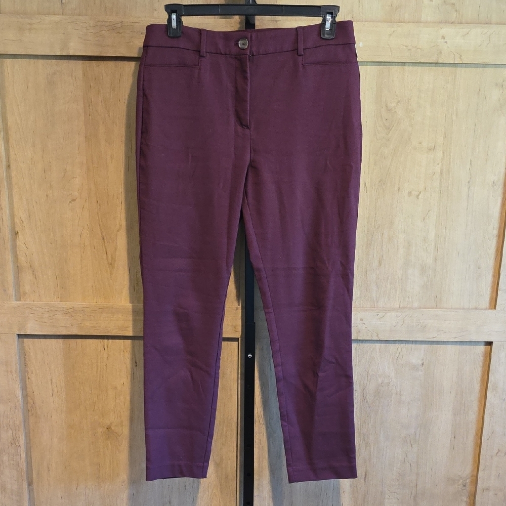 (J60) LOFT Deep Burgundy Curvy Pants SZ 10 Curvy